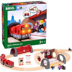Metro Railway Set - 20-Piece FSC-Certified Wood Set & Accessories - Train